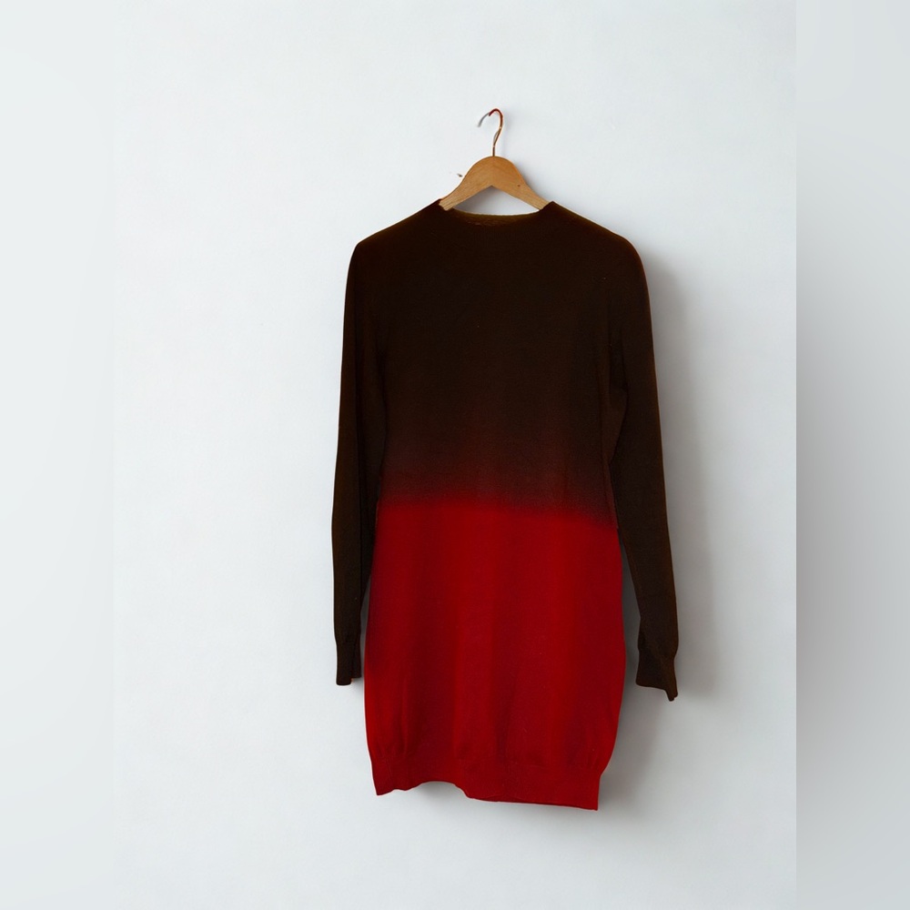 Brown and Red Gradient Sweater Dress
